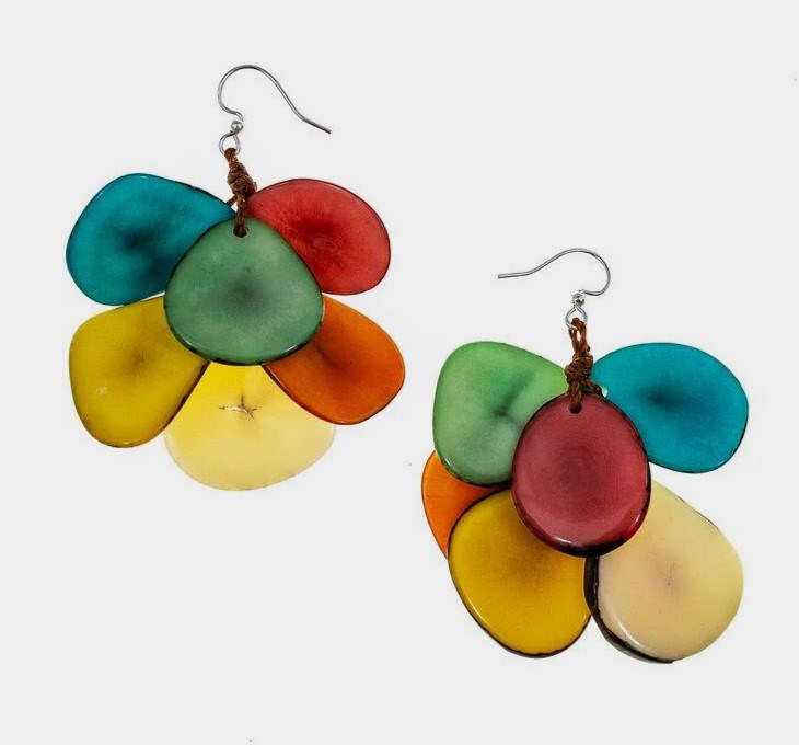Ecuador: multicolor Tagua Nut earrings
